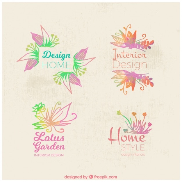 Floral logos in watercolor style