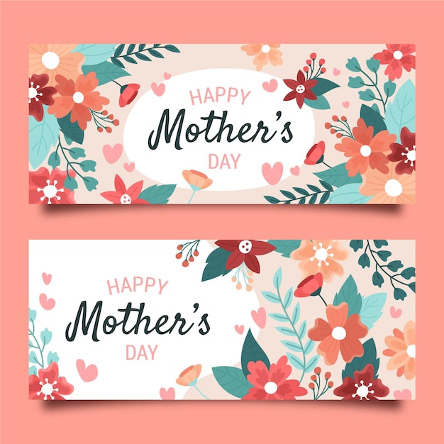 Floral mother's day banners set