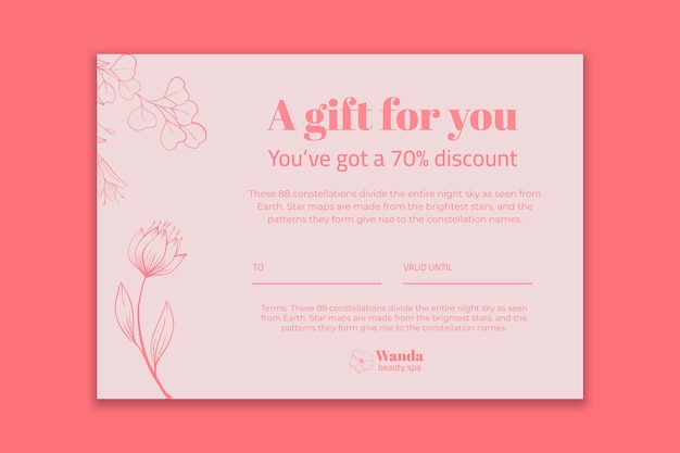 Floral spa gift certificate