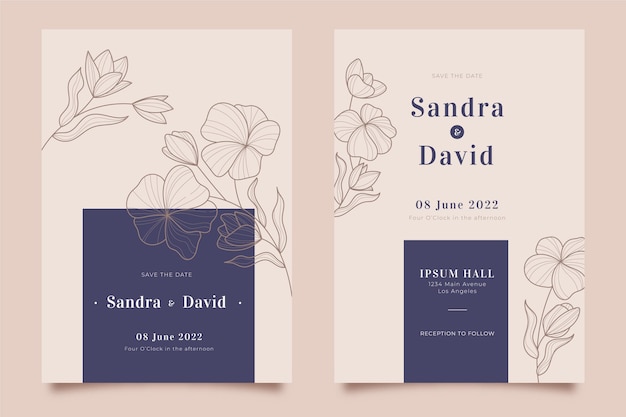 Floral wedding invitation template