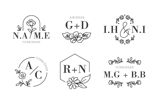 Floral wedding monograms logos concept