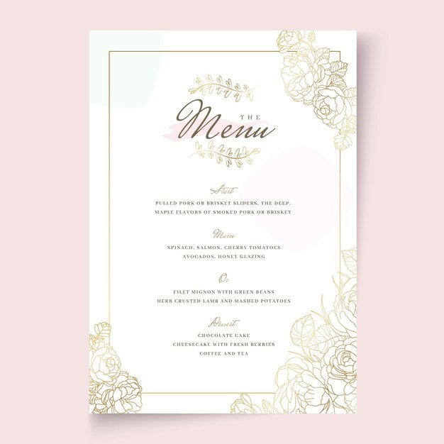 Floral wedding vertical menu template