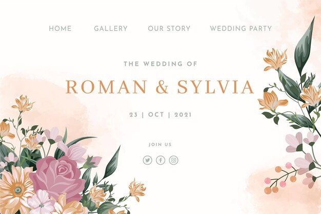 Floral wedding web template