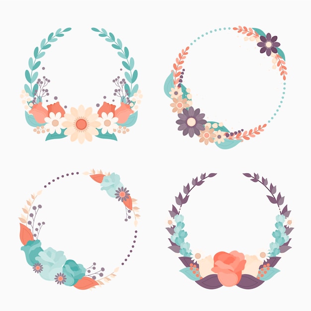 Free Vector floral wreaths collection