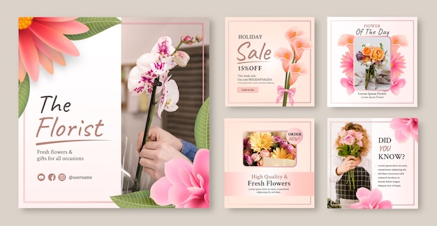 Free Vector florist instagram post template design