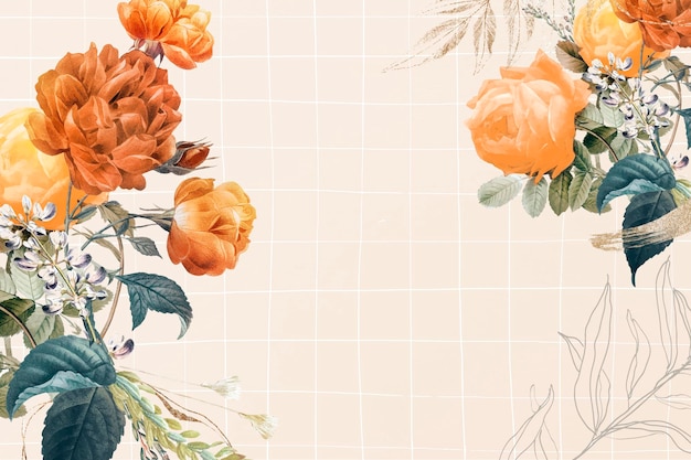 Free vector flower background aesthetic border vector, remixed from vintage public domain images