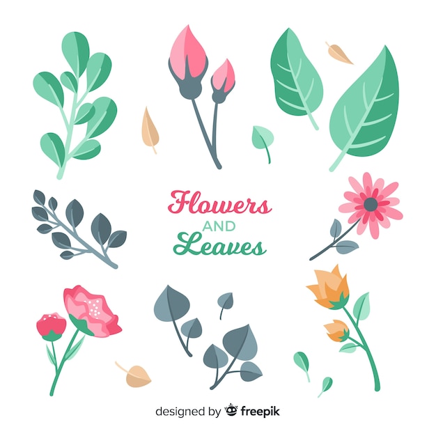 Free Vector flower and leaf collection