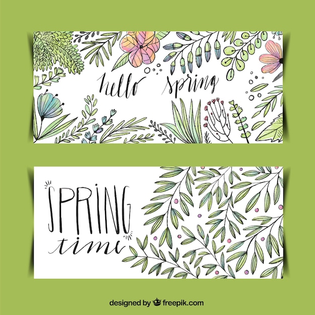 Free Vector flower sketches banners