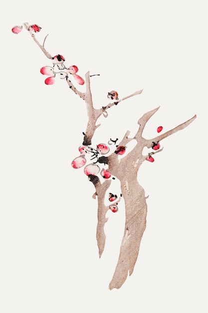 Free Vector flower vector botanical art print, remixed from artworks by hu zhengyan