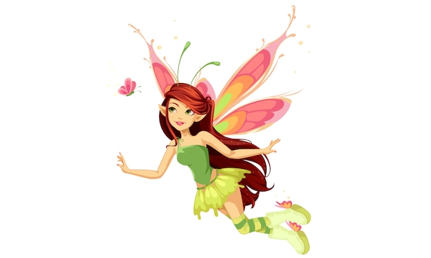 Free vector flying butterfly fairy