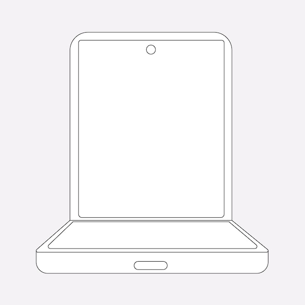 Foldable phone, blank screen, flip phone vector illustration