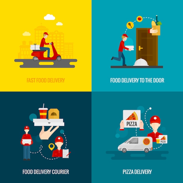 Free Vector food delivery concept icons set