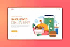Free vector food delivery landing page template