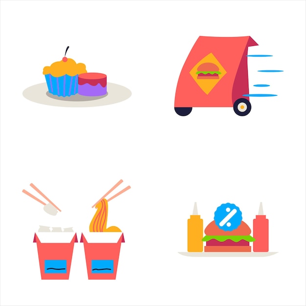 Free Vector food delivery service stickers part 3