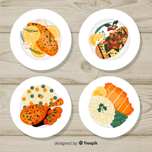 Free Vector food dishes collection