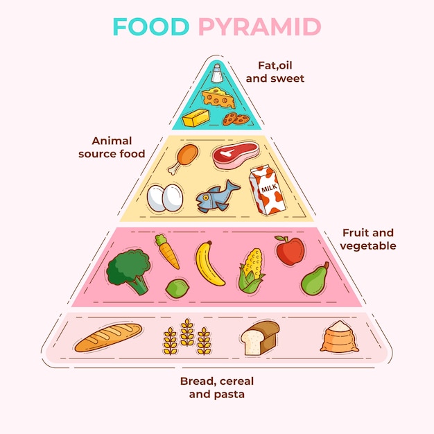 Food essentials pyramids for proper nutrition