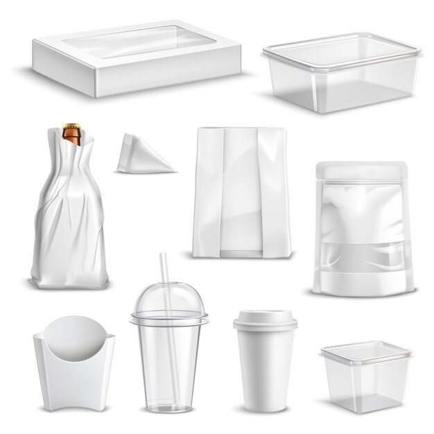 Food Packaging Blank Realistic Set