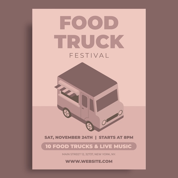 Free Vector food truck festival flyer template design