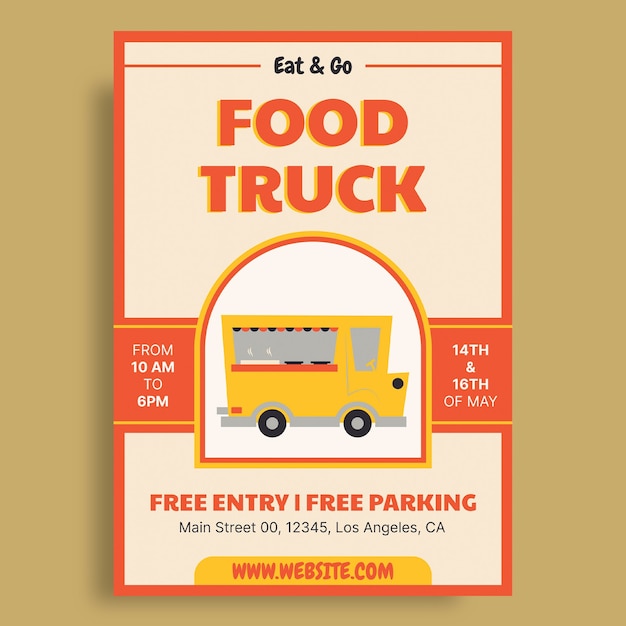 Free Vector food truck festival flyer template