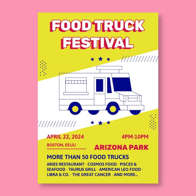 Free Vector food truck flyer template