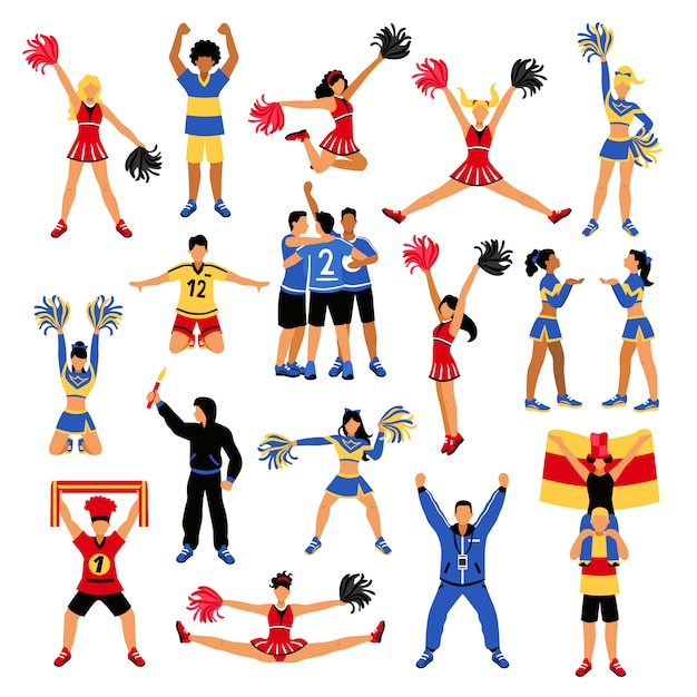 Free Vector football players cheerleaders and fans set