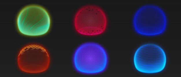 Force shield bubbles, various energy glow spheres