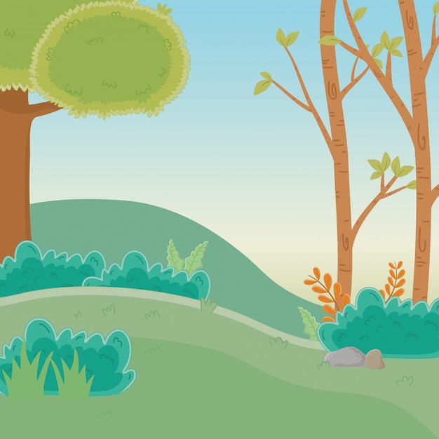 Free Vector forest with trees 