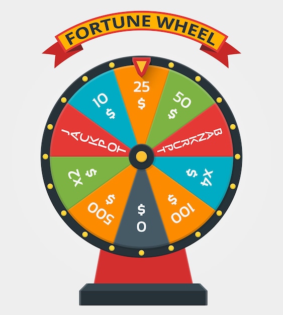 Free Vector fortune wheel in flat style. wheel fortune, game money fortune, winner play luck fortune wheel illustration