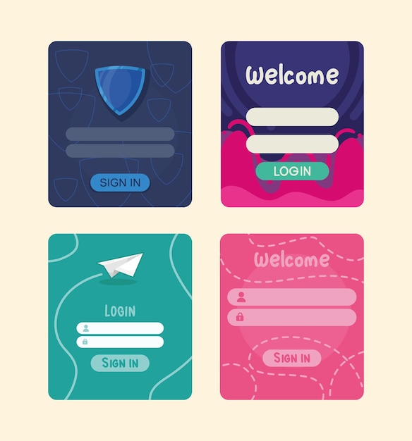 Free Vector four access login templates