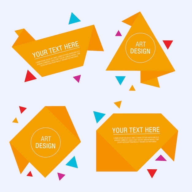 Four origami design labels