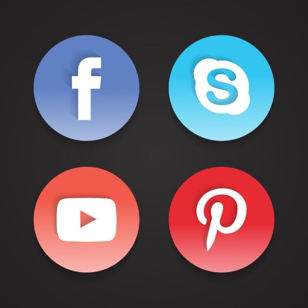 Free Vector four round icons, social networks