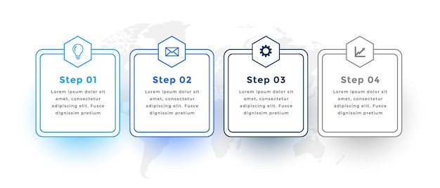 Free Vector four steps line style business infographic template