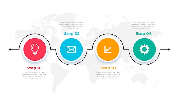 Free Vector four steps timeline circular infohraphic template