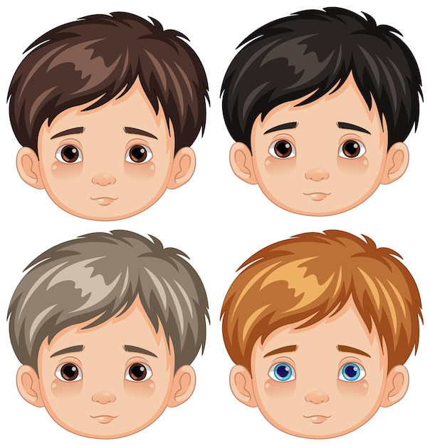 Free Vector fourfaced boy cartoon relaxing