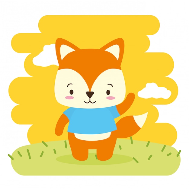 Free Vector fox cute animal, cartoon and flat style, illustration