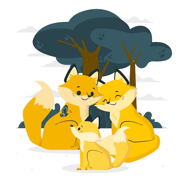 Free vector fox family  illustration