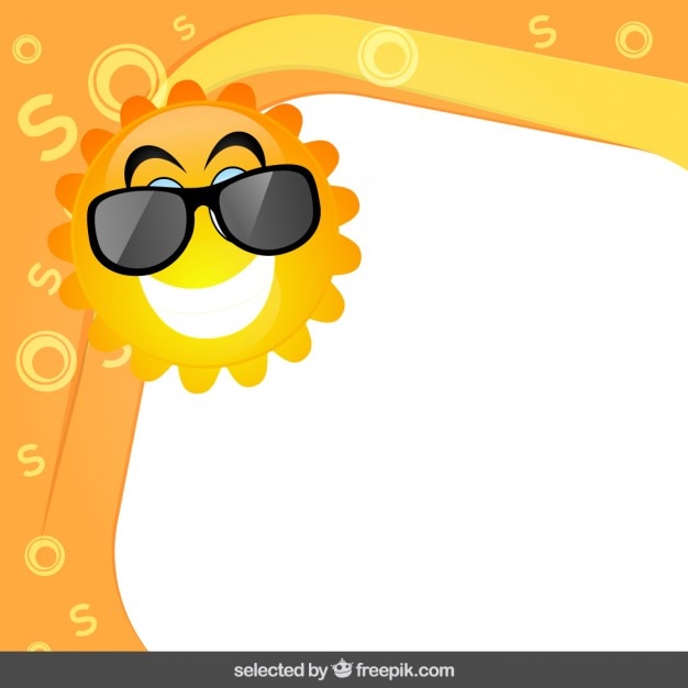 Free vector frame with funny sun