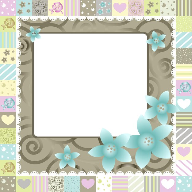 Frame with roses and hearts