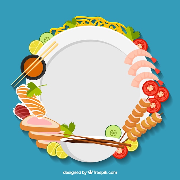 Free Vector frame with seafood and sushi