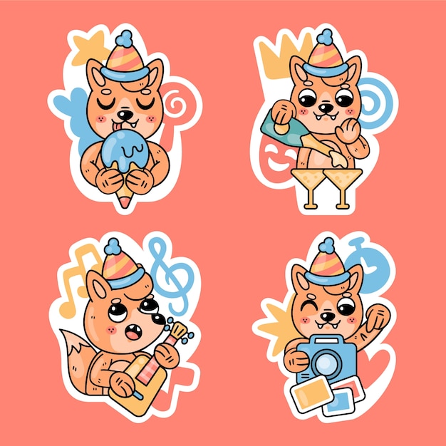 Free Vector fred the fox birthday stickers