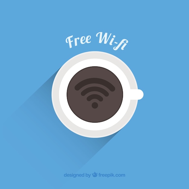 Free wifi background with cup