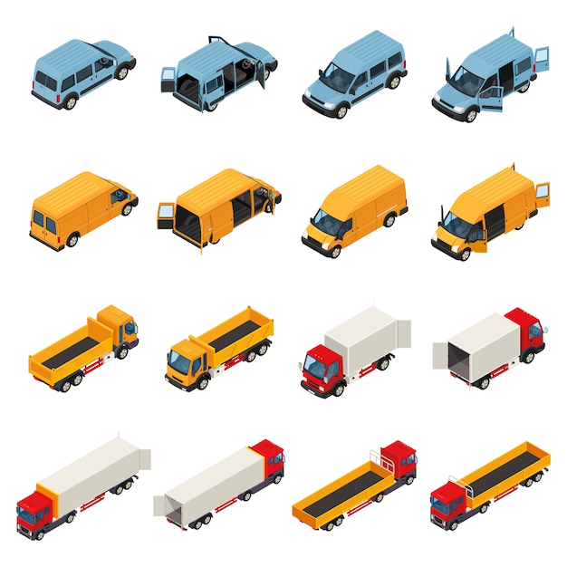 Free Vector freight transportation vehicles collection