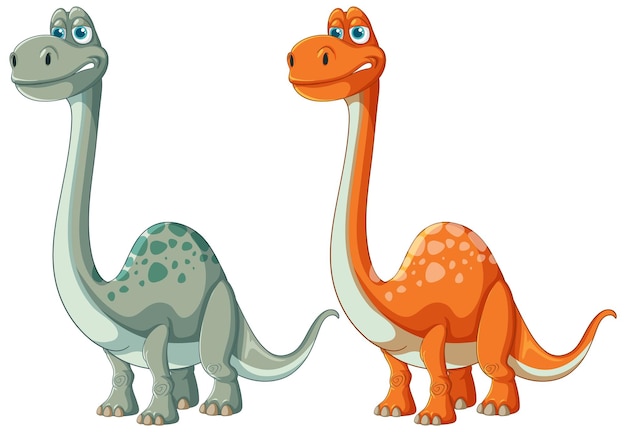 Free vector friendly cartoon dinosaurs duo
