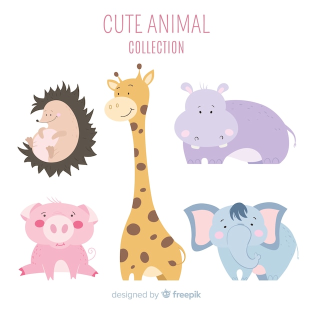 Free Vector friendly and cute animal collection