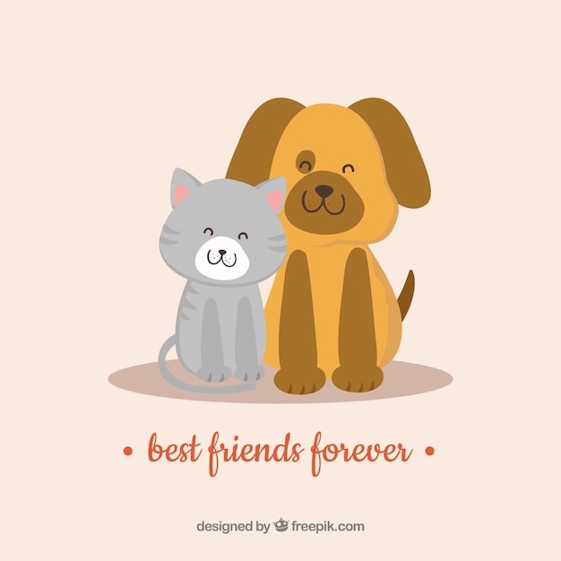 Free vector friendship day background with cute animals