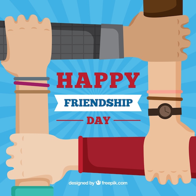 Friendship day background with hands supporting