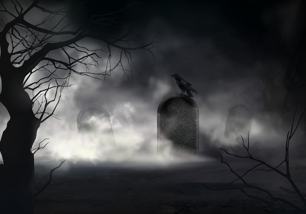 Frightening Halloween realistic background 