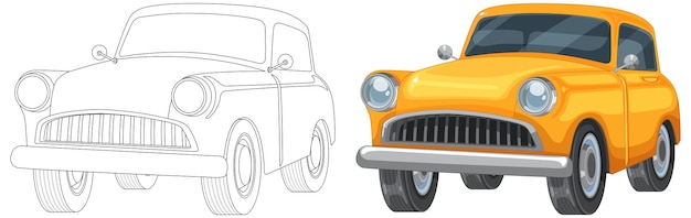 Free Vector from sketch to colorful car illustration