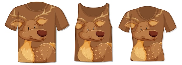 Free Vector front of t-shirt with deer template