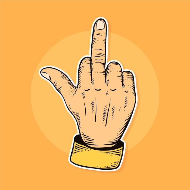 Free Vector front view hand with fuck you symbol